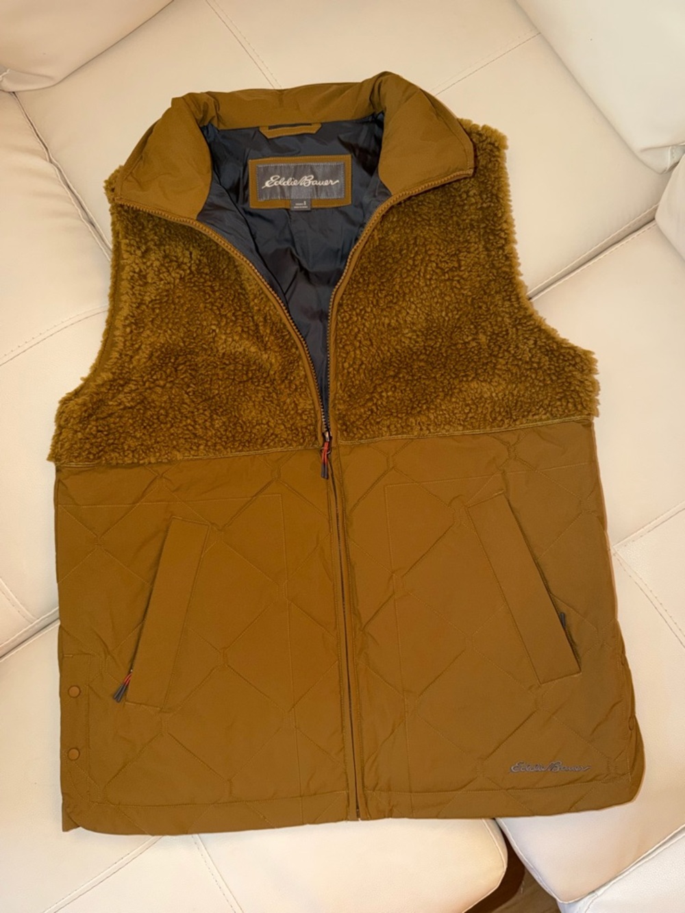 Eddie Bauer Women’s Sherpa Quilted Vest - Caramel Brown